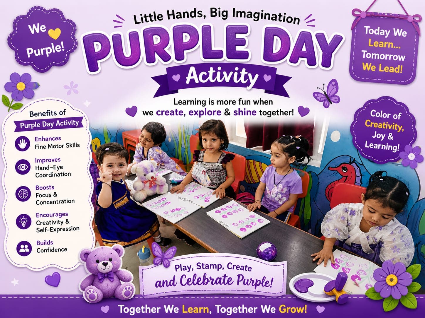 Color-theme celebration that strengthens concept recognition and participation.
